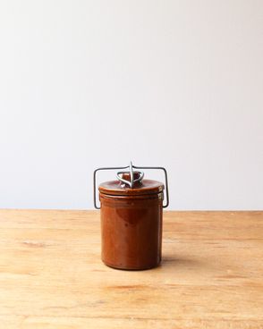 Mid-Century Brown Glazed Cheese Crock�åߥåɥ������꡼�� �֥饦���إ����������å�