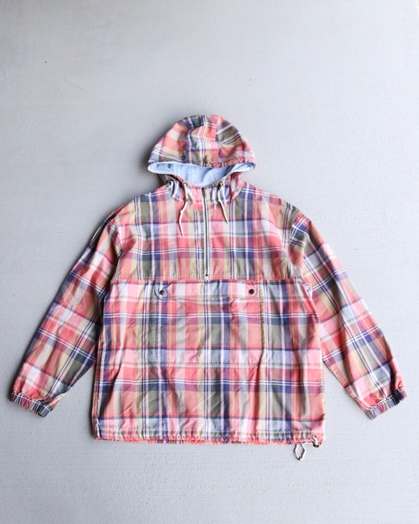 Vintage 90s Madras Check EDDIE BAUER Hooded Pullover (M)