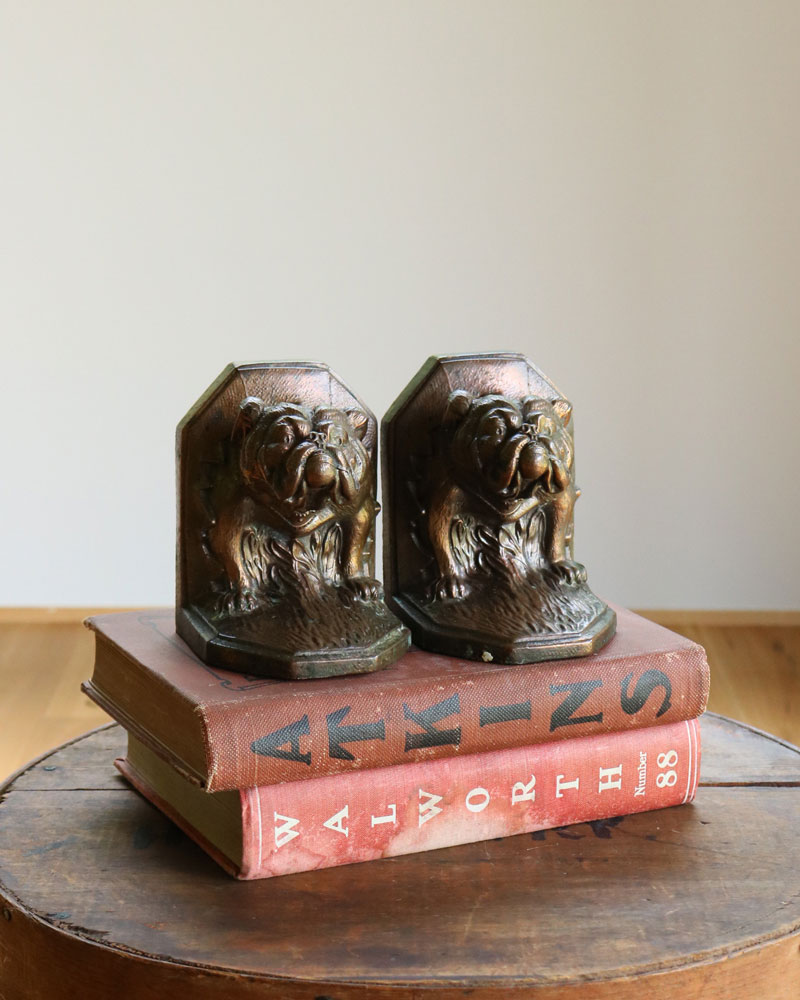c.1930s Spelter Bulldog Bookend pair A｜1930年代頃 スペルター製 ブルドッグ ブックエンド/ペア A