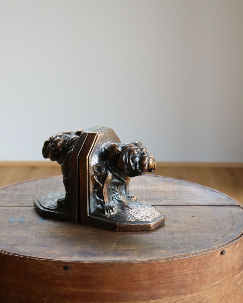 c.1930s Spelter Bulldog Bookend pair B｜1930年代頃 スペルター製 ブルドッグ ブックエンド/ペア B