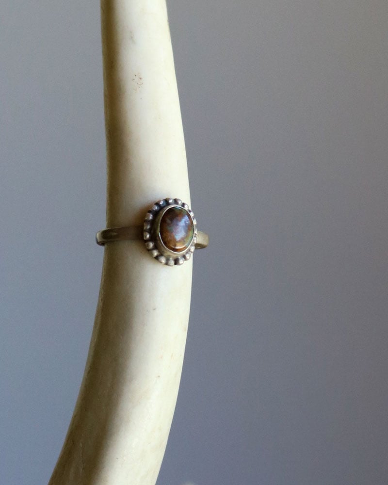 c.1960s Vintage Brown Stone Silver Ring｜1960年代頃 ブラウン