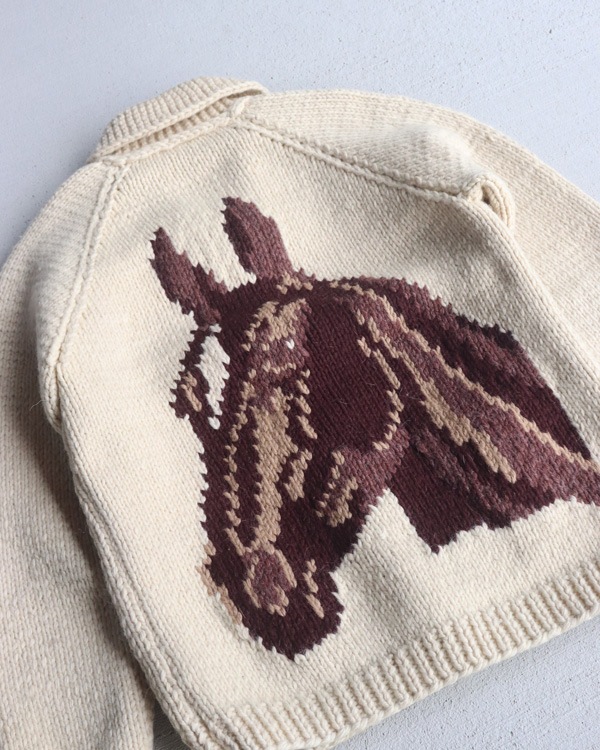 Vintage 70s Horse COWICHAN Cardy ��WOMEN S)
