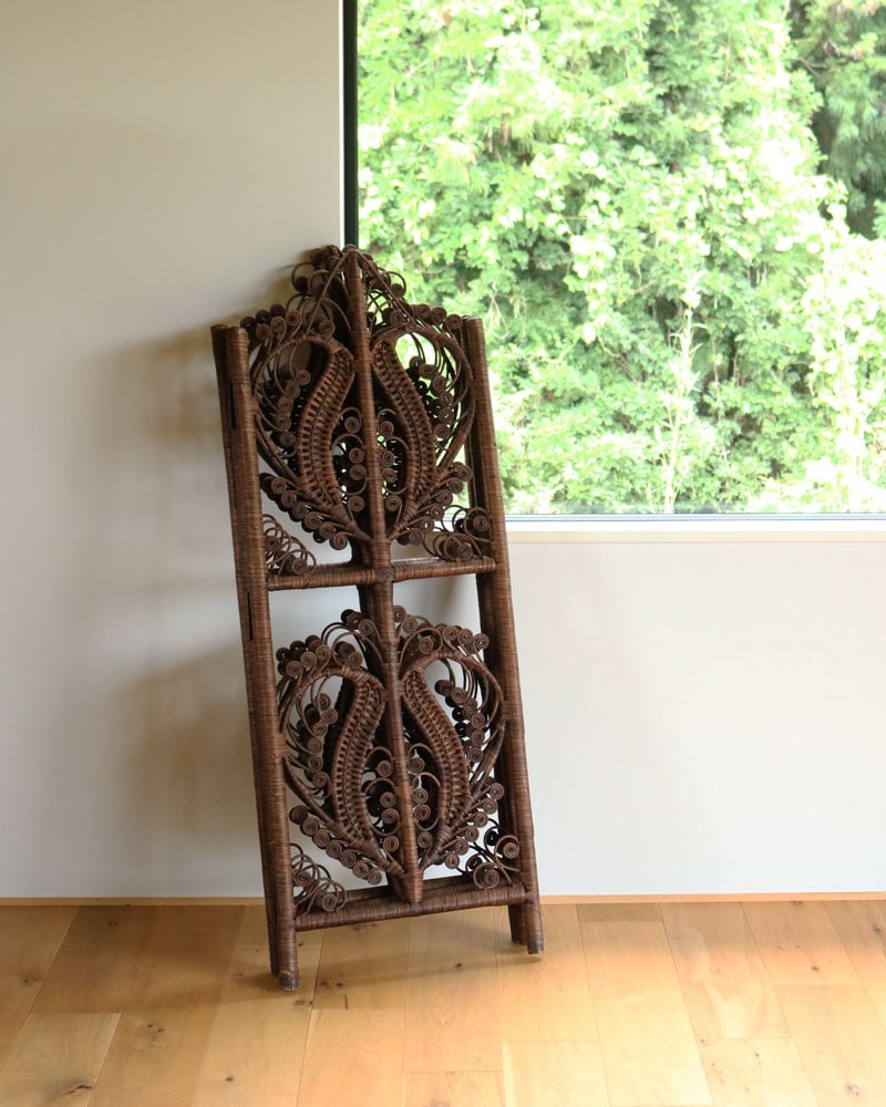 70's ビンテージ ラタンのパーティション 4枚組 レトロ ZR23772 c.1970s Japanese Rattan Folding Screen｜1970年代頃 ジャパニーズ