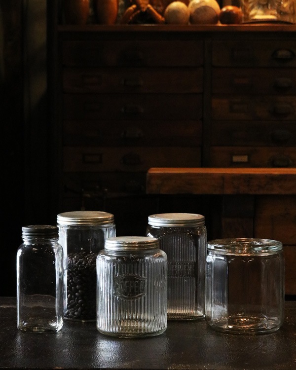 "COFFEE" Glass Jar Rib Glass B"COFFEE" 饹㡼 ֥饹 B