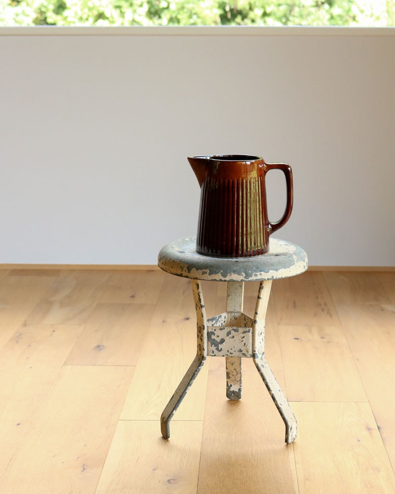 c.1960s Brown Glazed Ribbed Pottery Pitcher｜1960年代頃 ブラウン