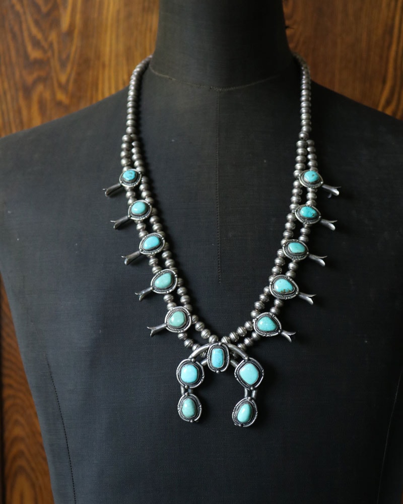 c.1900s Navajo Turquoise Squash Blossom Necklace｜1900年代頃