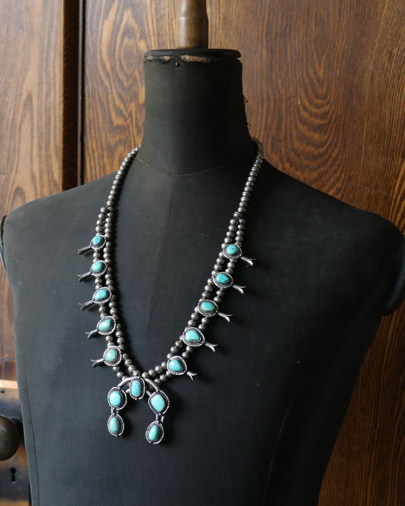 c.1900s Navajo Turquoise Squash Blossom Necklace｜1900年代頃