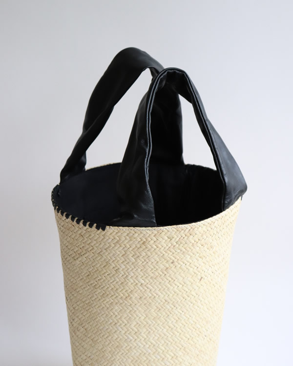 warang wayan ワランワヤン｜FUTO ラタン革手バスケット ブラック M