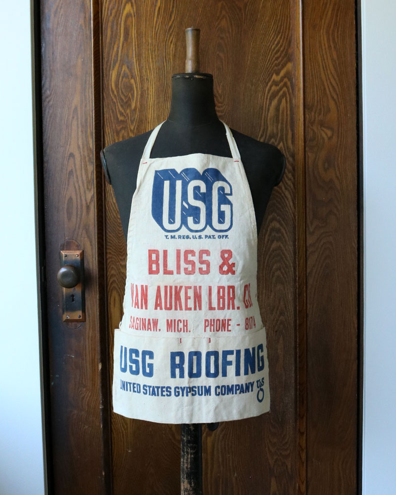 USワークエプロン★1940s-50s vtg／広告入／アメリカ／ノベルティ c.1940s “USG ROOFING” Advertising Apron｜1940年代頃 “USG ROOFING