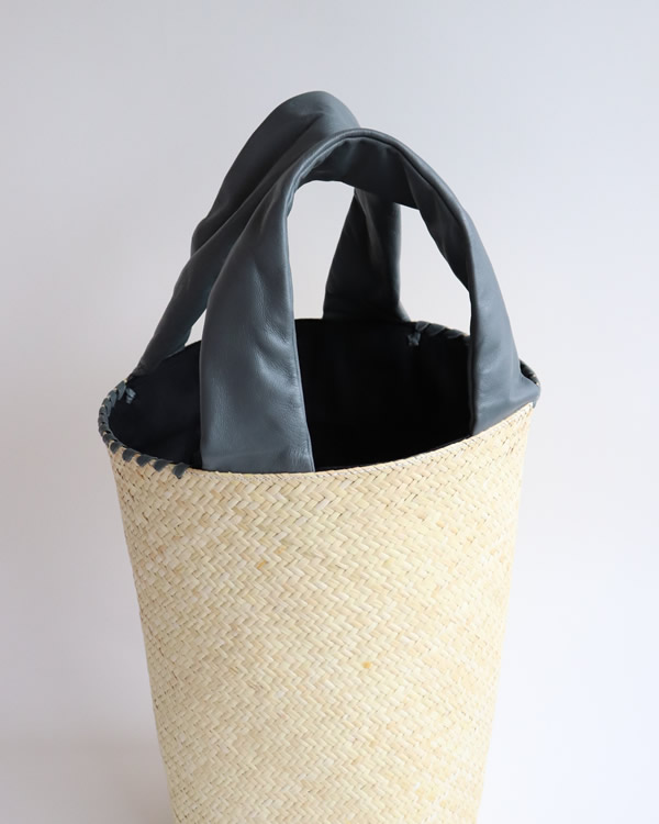 warang wayan ワランワヤン｜FUTO ラタン革手バスケット グレー M