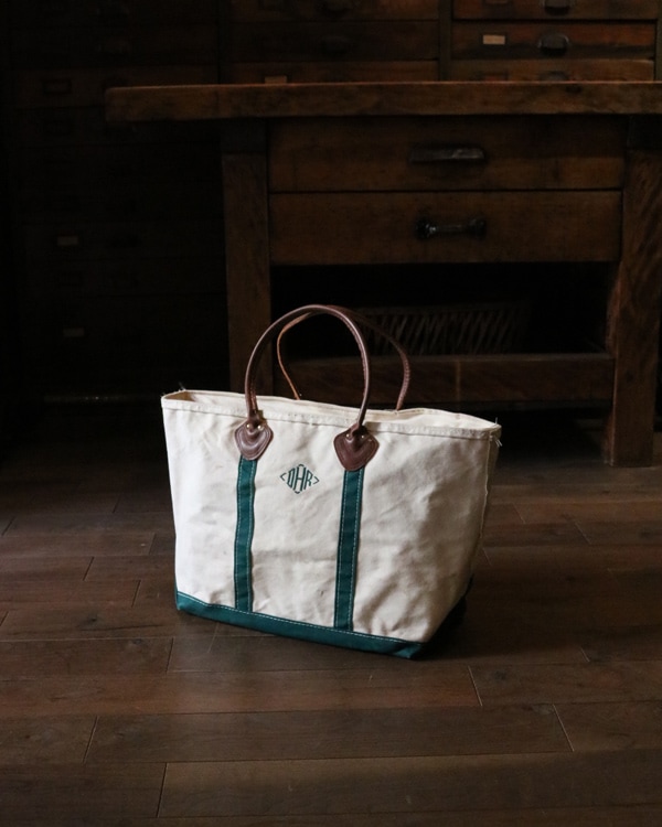 革ハンドルUSA製L.L.beanトートバッグ緑グリーンMサイズ レザーハンドル L.L.BEAN