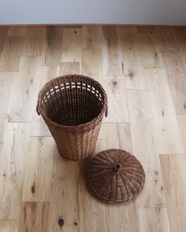 ヴィンテージ かご Rattan Round Basket with Lid｜ラタン 蓋付きラウンドバスケット