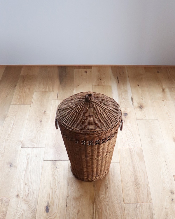 ラタン ラウンドバスケット ラウンドバスケット Lサイズ トーク ペタル フェイクラタン