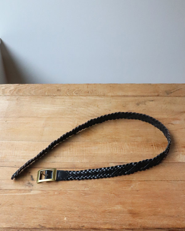 Vintage 90s Black  Leather Braid Belt (S-M)
