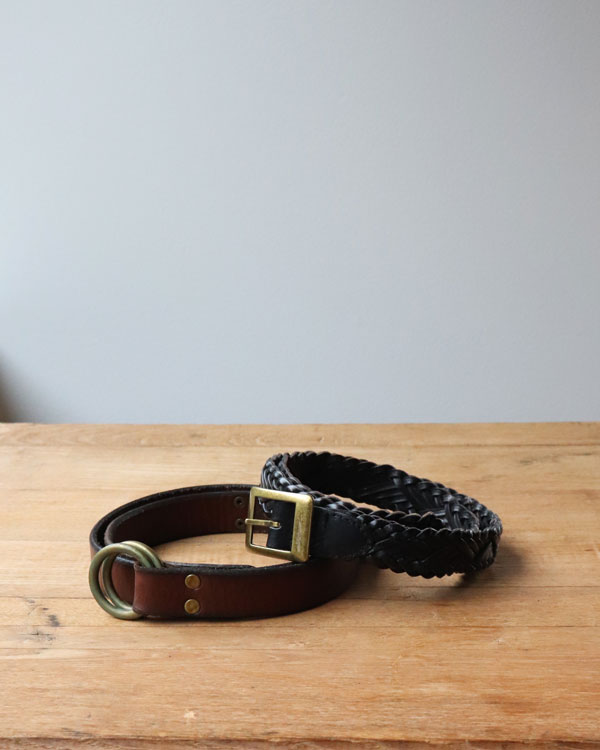 Vintage 90s Black  Leather Braid Belt (S-M)