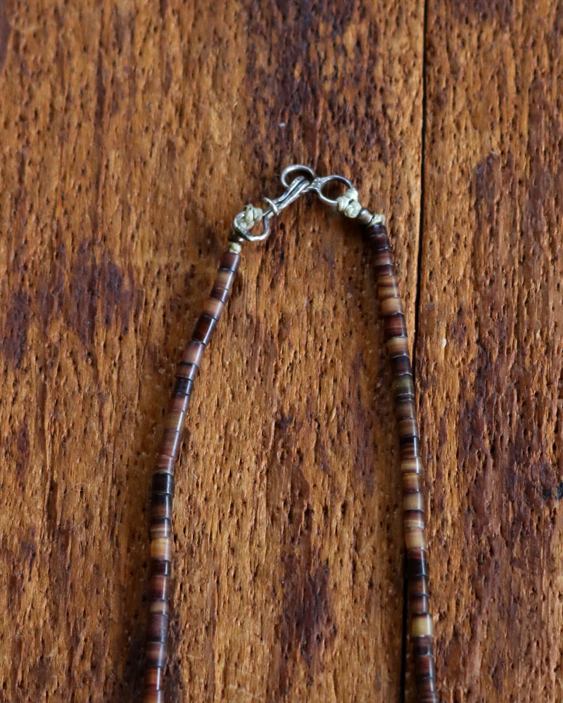 c.1970s Brown Shell Heishi Beads Necklace with Turquoise｜1970年代