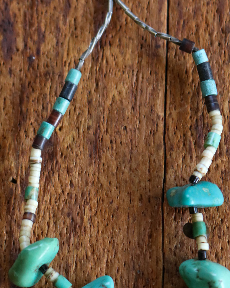 c.1960s Turquoise Nugget Chip & Mixed Beads Necklace｜1960年代頃