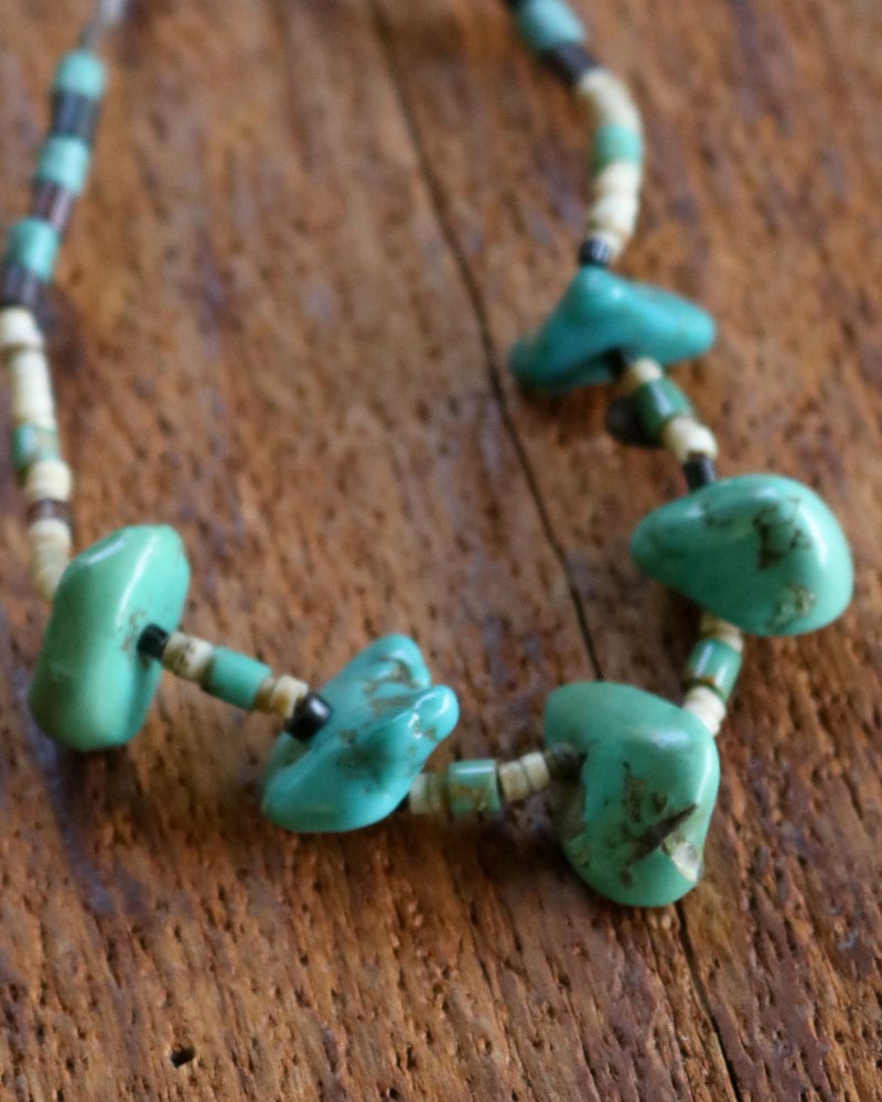 c.1960s Turquoise Nugget Chip & Mixed Beads Necklace｜1960年代頃