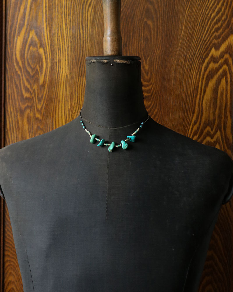 c.1960s Turquoise Nugget Chip & Mixed Beads Necklace｜1960年代頃
