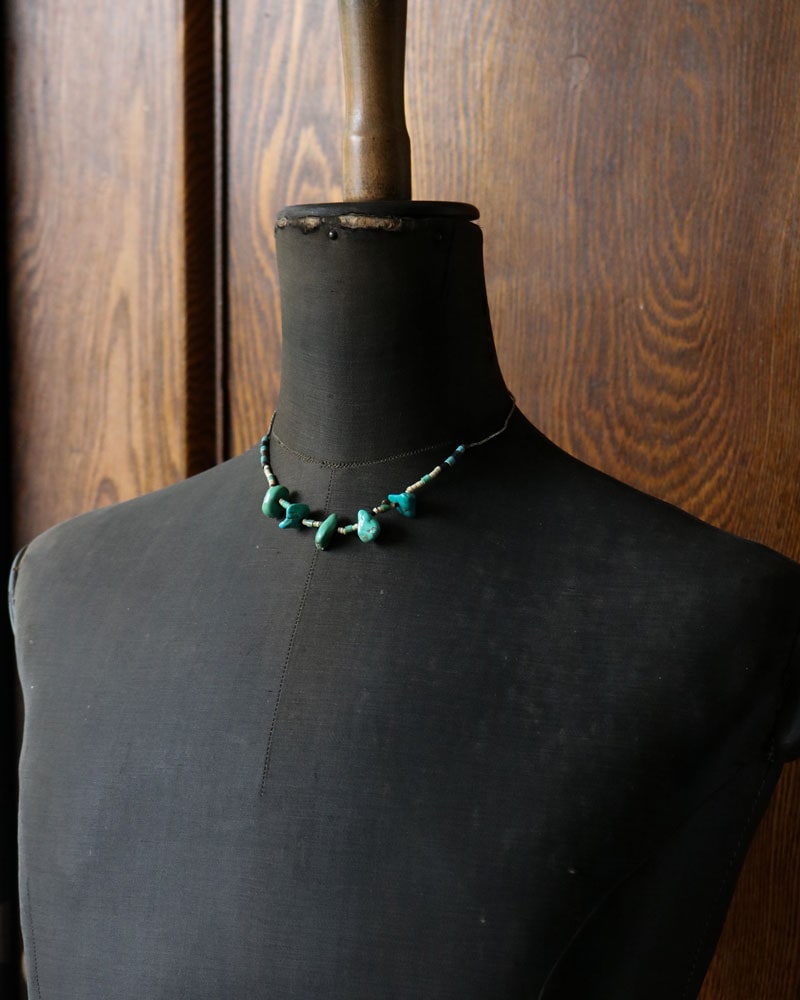 c.1960s Turquoise Nugget Chip & Mixed Beads Necklace｜1960年代頃
