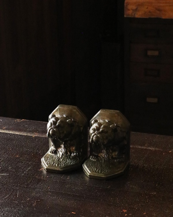 アンティーク ブルドッグ ブックエンド アメリカ Bulldog Bookend pair｜ブルドッグ ブックエンド ペア