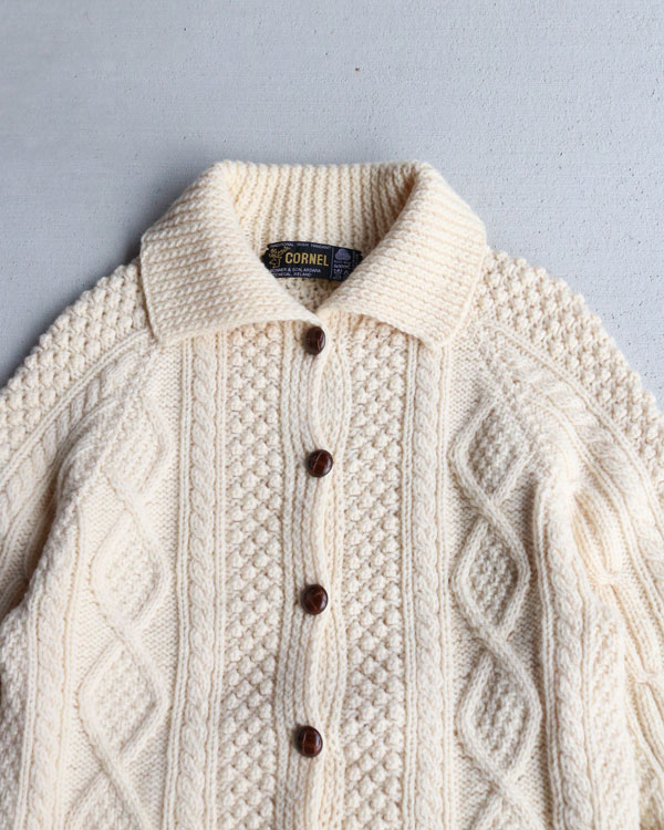 Vintage 80s Fisherman Wool Cardy (WOMEN L)
