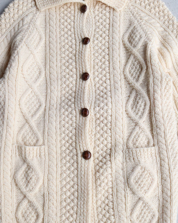 Vintage 80s Fisherman Wool Cardy (WOMEN L)