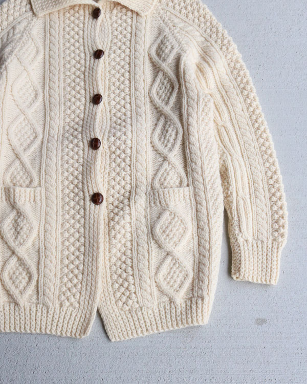 Vintage 80s Fisherman Wool Cardy (WOMEN L)