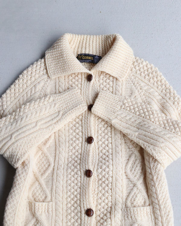 Vintage 80s Fisherman Wool Cardy (WOMEN L)