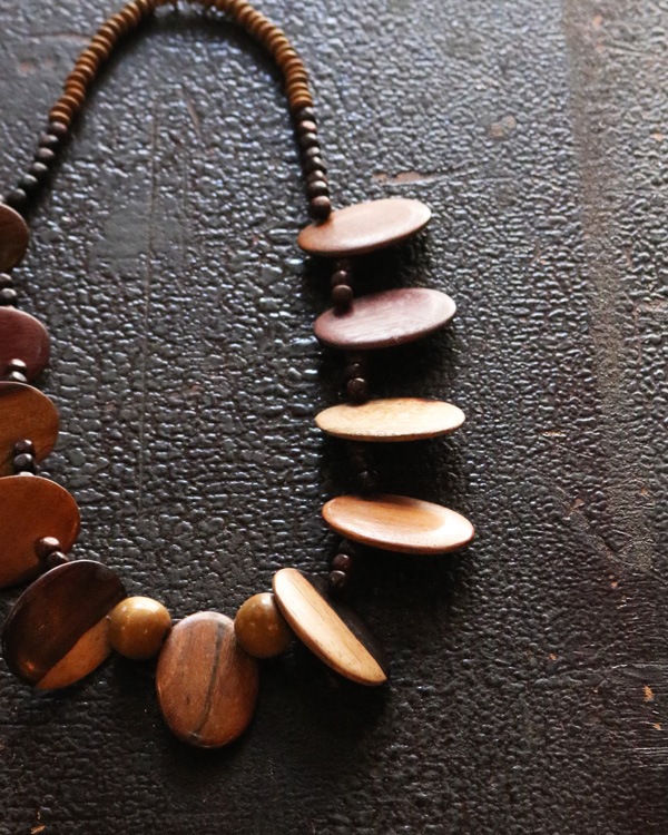 Vintage Wood Beads Necklace I �åӥ�ơ������åɥӡ����ͥå��쥹 I