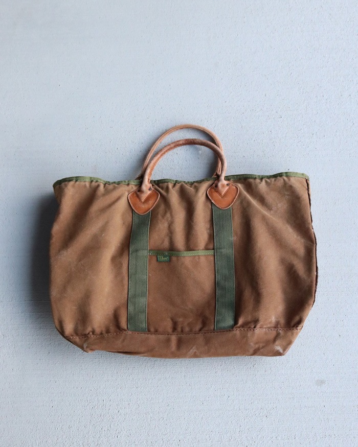 Vintage 90s Brown L.L.Bean Leather Handle Zipper Tote