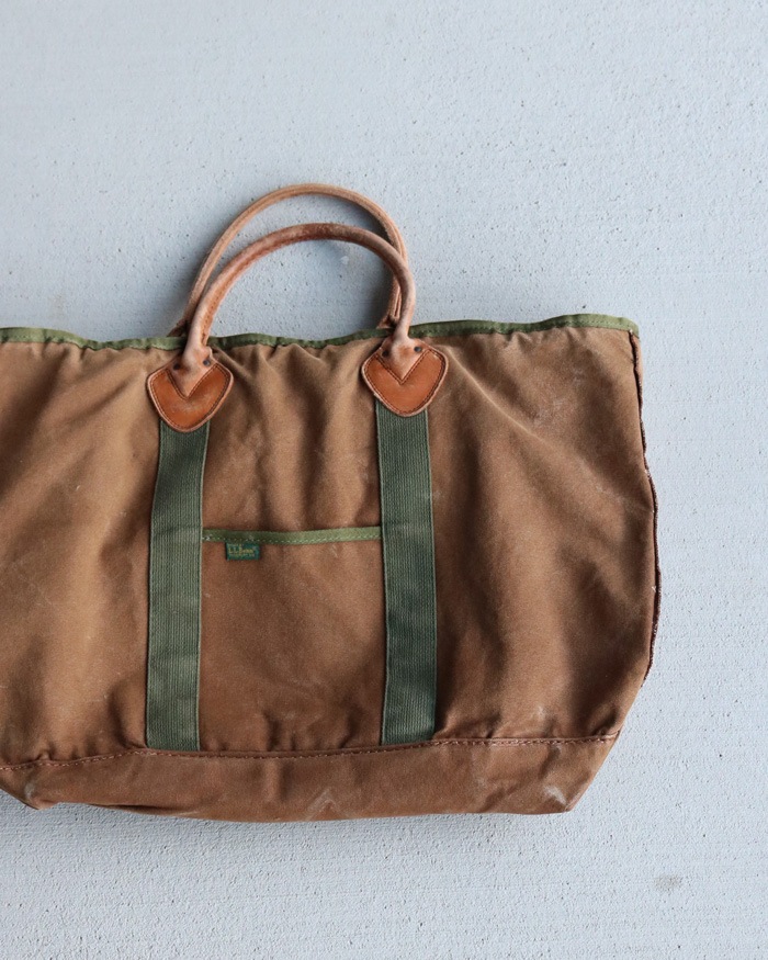 Vintage 90s Brown L.L.Bean Leather Handle Zipper Tote