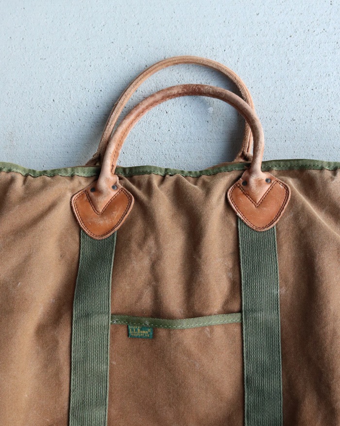 Vintage 90s Brown L.L.Bean Leather Handle Zipper Tote