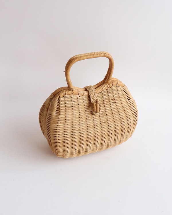 美品 Rattan Plaid Hand Bag Italy 籐 ハンドバッグ Rattan Handbag B｜ラタン ハンドバッグ B
