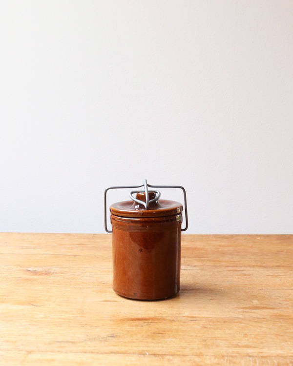 Mid-Century Brown Glazed Cheese Crock�åߥåɥ������꡼�� �֥饦���إ����������å�