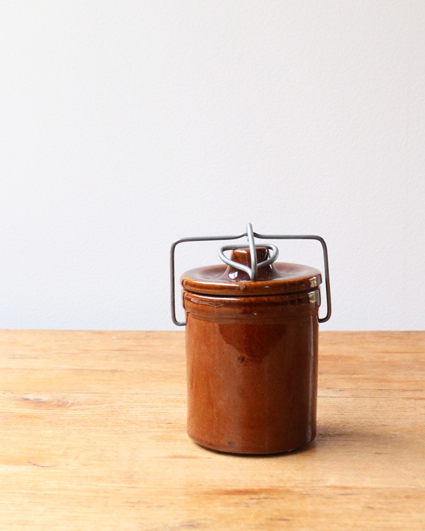 Mid-Century Brown Glazed Cheese Crock�åߥåɥ������꡼�� �֥饦���إ����������å�