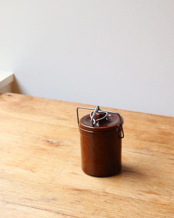Mid-Century Brown Glazed Cheese Crock�åߥåɥ������꡼�� �֥饦���إ����������å�