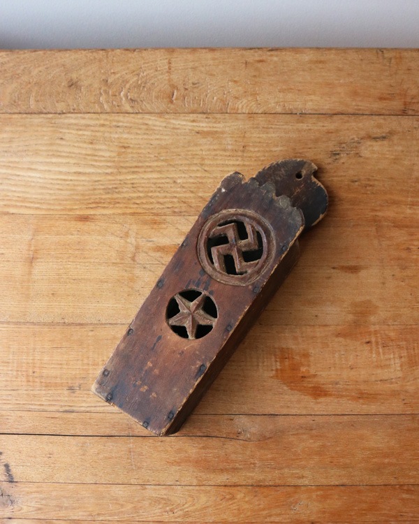 1920s Folk Art ��Whirling Log & Star�� Candle Wall Box��1920ǯ�� �ե����������� ���åɡ������ɥ륦������ܥå���