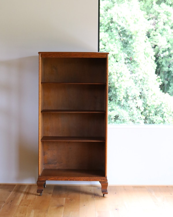 Oak Bookshelf with Adjustable Shelves & Steel Casters�å������Ǻ�Υ֥å��������