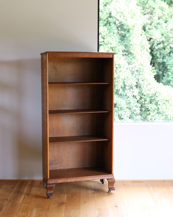 Oak Bookshelf with Adjustable Shelves & Steel Casters�å������Ǻ�Υ֥å��������