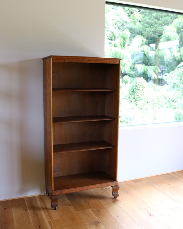Oak Bookshelf with Adjustable Shelves & Steel Casters�å������Ǻ�Υ֥å��������