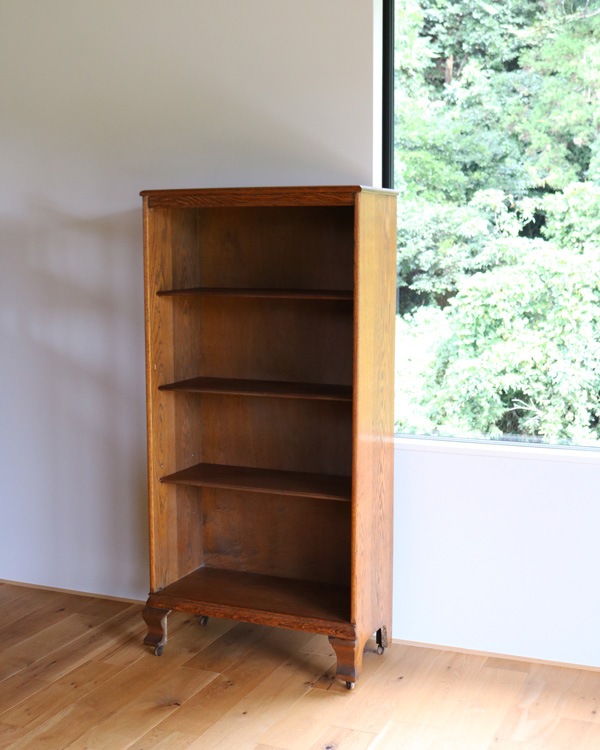 Oak Bookshelf with Adjustable Shelves & Steel Casters�å������Ǻ�Υ֥å��������