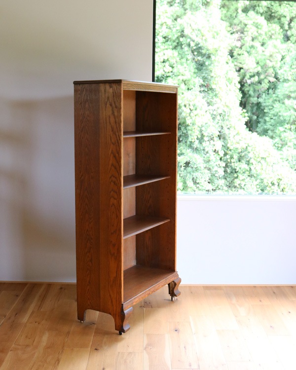 Oak Bookshelf with Adjustable Shelves & Steel Casters�å������Ǻ�Υ֥å��������