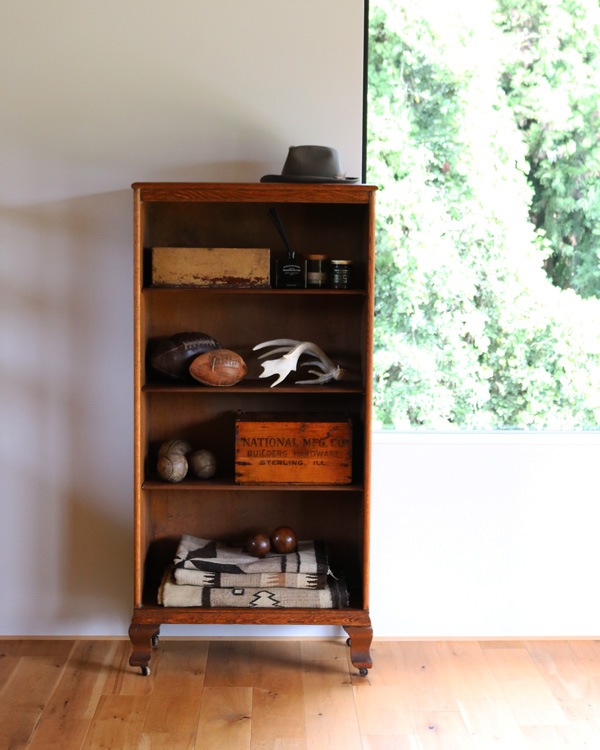 Oak Bookshelf with Adjustable Shelves & Steel Casters�å������Ǻ�Υ֥å��������