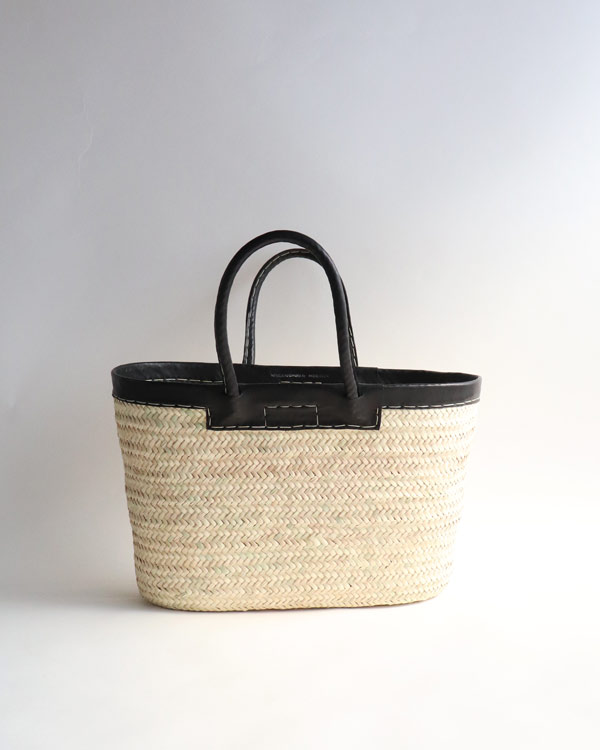 WARANGWAYAN ワランワヤン｜革縁革手マルシェバスケット 深型 ブラック