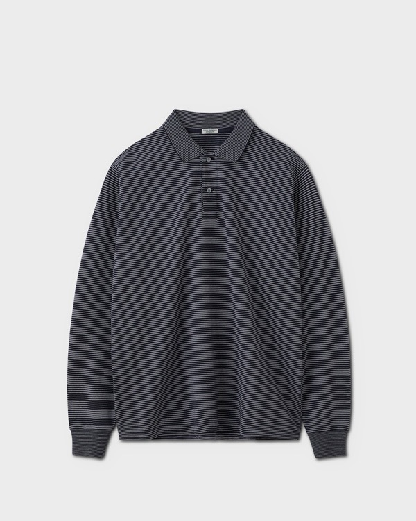 PHIGVEL ե٥RASCHEL BORDER LONG SLEEVE POLO åܡ󥰥꡼֥ݥINK NAVYxIVORY