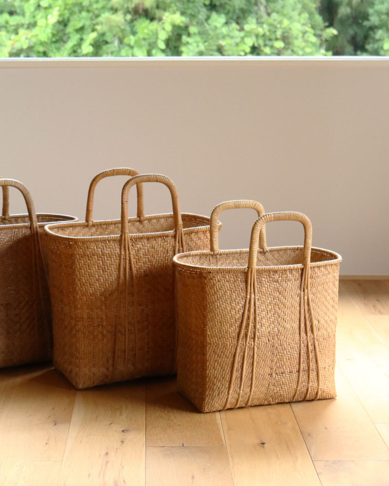 竹製バスケット(昭和初期) c.1960s Japanese Bamboo Shopping Basket｜1960年代頃 日本製 竹編み