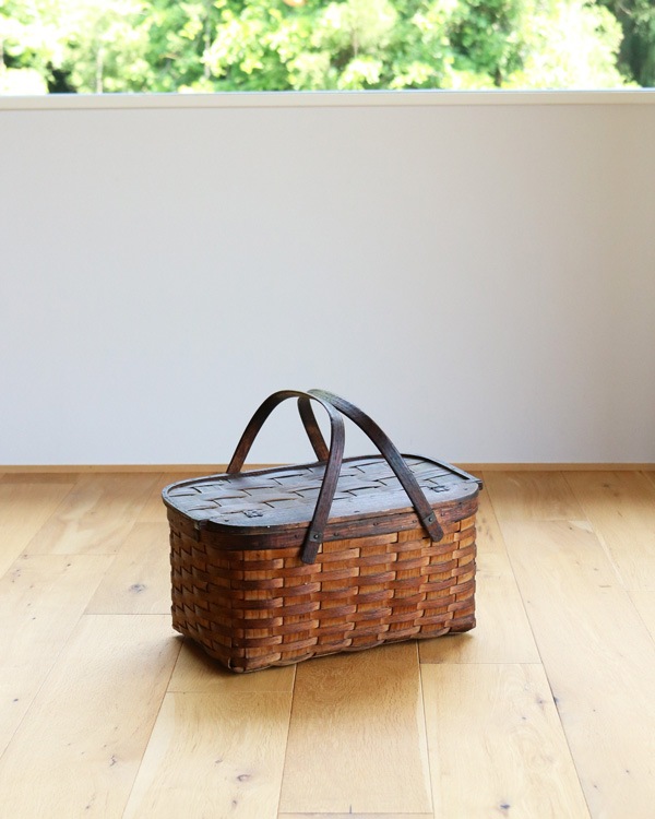 c.1930s Splint Woven Small Picnic Basket��1930ǯ�庢�����Ԥߥ��⡼��ԥ��˥å��Х����å�