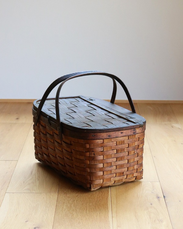 c.1930s Splint Woven Small Picnic Basket��1930ǯ�庢�����Ԥߥ��⡼��ԥ��˥å��Х����å�