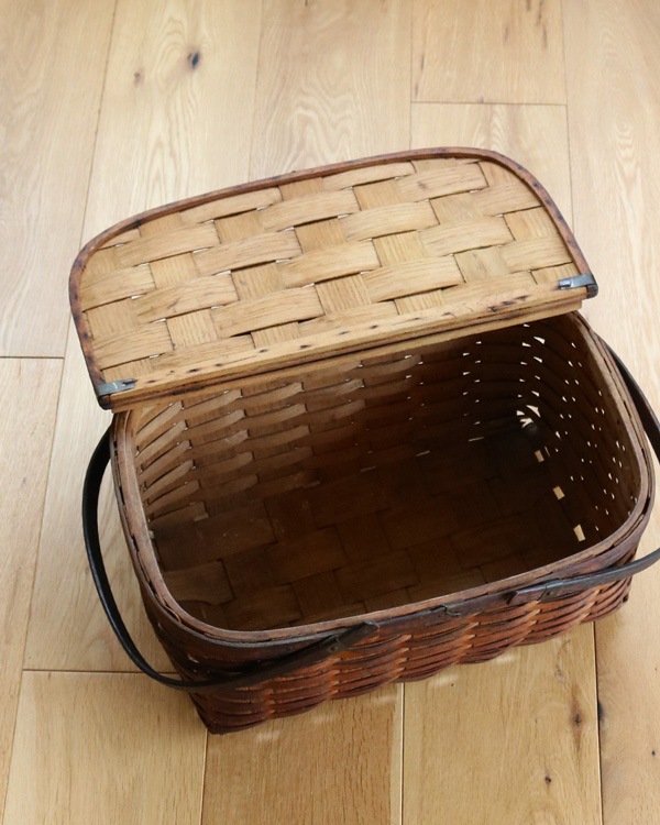 c.1930s Splint Woven Small Picnic Basket��1930ǯ�庢�����Ԥߥ��⡼��ԥ��˥å��Х����å�